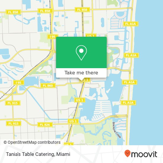 Mapa de Tania's Table Catering, 18685 W Dixie Hwy Miami, FL 33180