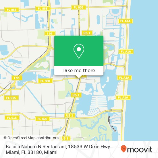 Mapa de Balaila Nahum N Restaurant, 18533 W Dixie Hwy Miami, FL 33180