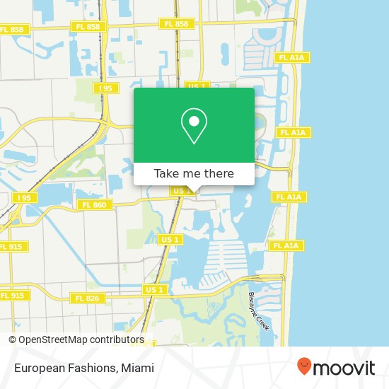 Mapa de European Fashions, 2834 NE 187th St Aventura, FL 33180