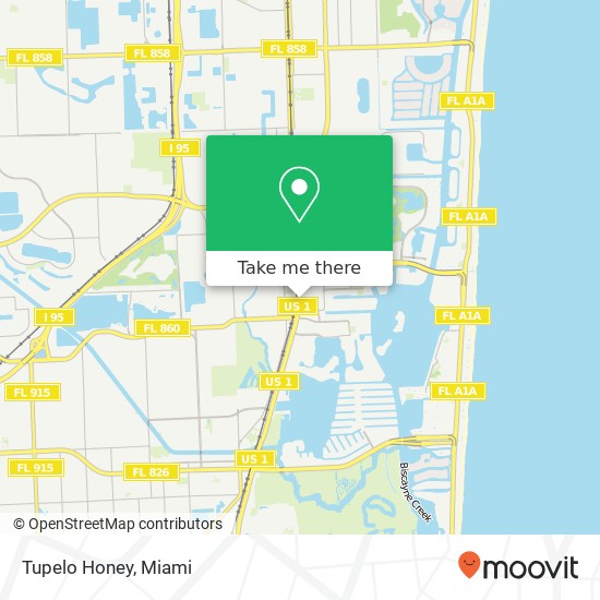 Mapa de Tupelo Honey, 18785 Biscayne Blvd Aventura, FL 33180