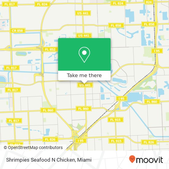 Mapa de Shrimpies Seafood N Chicken, 19600 NW 2nd Ave Miami Gardens, FL 33169