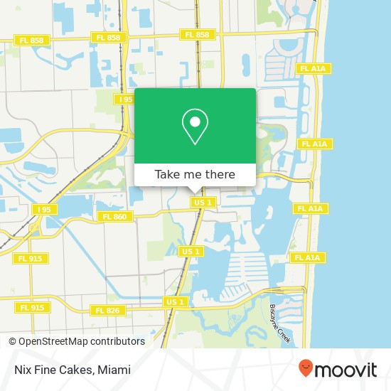 Mapa de Nix Fine Cakes, 18947 W Dixie Hwy Miami, FL 33180