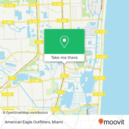 Mapa de American Eagle Outfitters, 19575 Biscayne Blvd Aventura, FL 33180