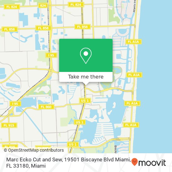Mapa de Marc Ecko Cut and Sew, 19501 Biscayne Blvd Miami, FL 33180