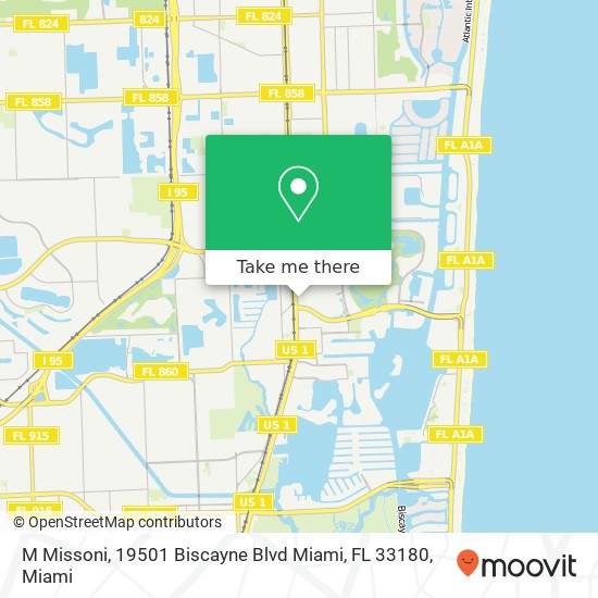 Mapa de M Missoni, 19501 Biscayne Blvd Miami, FL 33180
