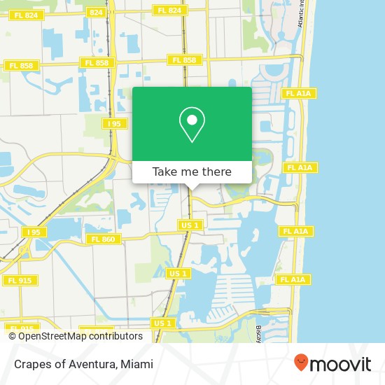 Mapa de Crapes of Aventura, 19501 Biscayne Blvd Miami, FL 33180
