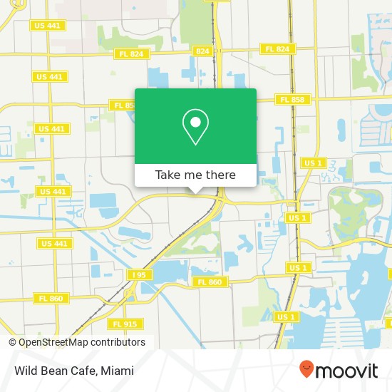 Mapa de Wild Bean Cafe, 1550 NE 205th Ter Miami, FL 33179