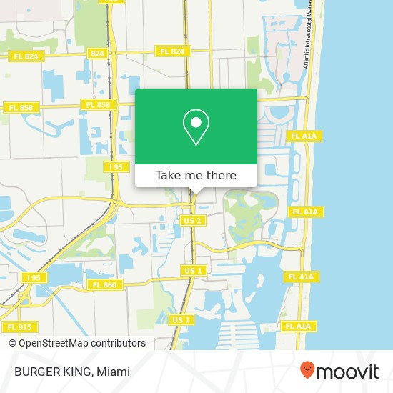 Mapa de BURGER KING, 20403 Biscayne Blvd Miami, FL 33180