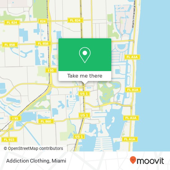 Mapa de Addiction Clothing, 20335 Biscayne Blvd Miami, FL 33180