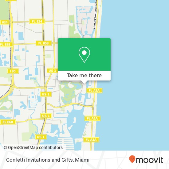 Mapa de Confetti Invitations and Gifts, 20201 E Country Club Dr Miami, FL 33180