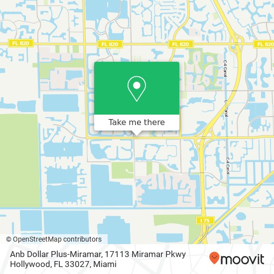 Anb Dollar Plus-Miramar, 17113 Miramar Pkwy Hollywood, FL 33027 map