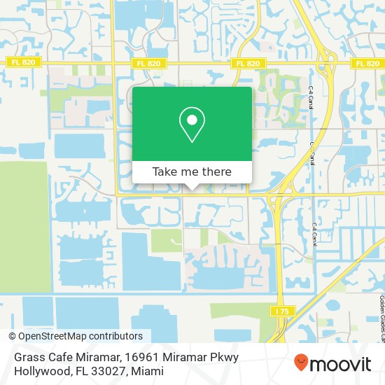 Mapa de Grass Cafe Miramar, 16961 Miramar Pkwy Hollywood, FL 33027