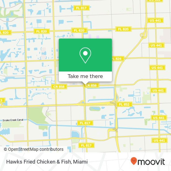 Mapa de Hawks Fried Chicken & Fish, 7959 Miramar Pkwy Miramar, FL 33023