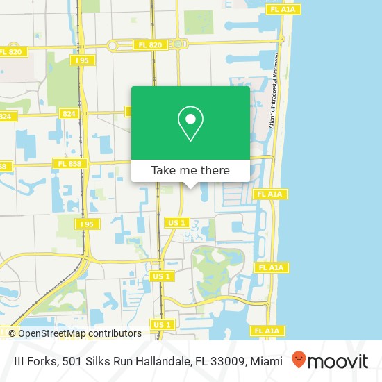 Mapa de III Forks, 501 Silks Run Hallandale, FL 33009