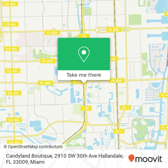 Mapa de Candyland Boutique, 2910 SW 30th Ave Hallandale, FL 33009