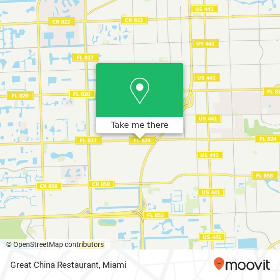 Mapa de Great China Restaurant, 7151 Pembroke Rd Pembroke Pines, FL 33023