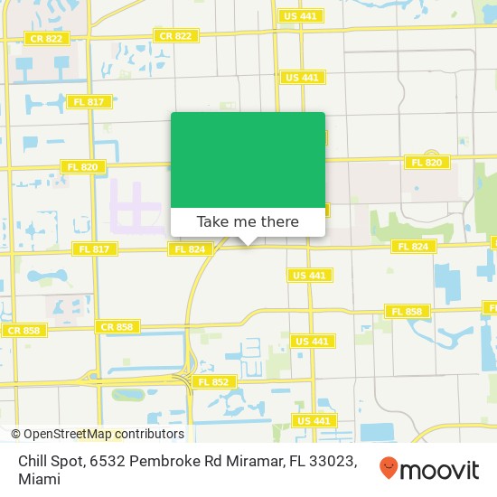 Mapa de Chill Spot, 6532 Pembroke Rd Miramar, FL 33023