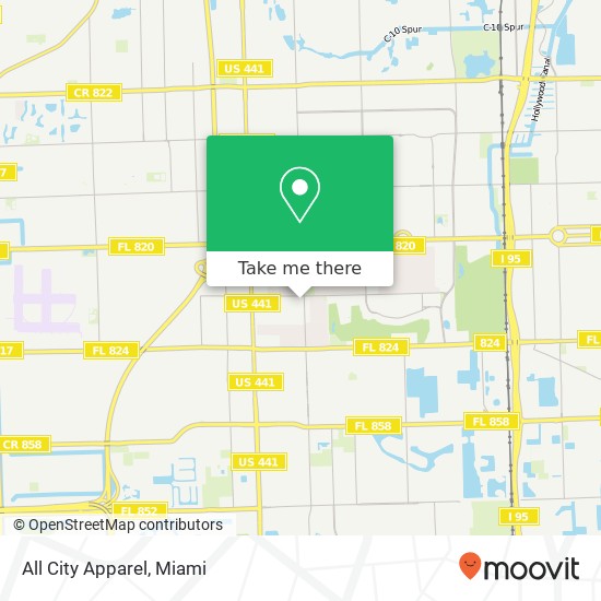Mapa de All City Apparel, 5611 Dewey St Hollywood, FL 33023