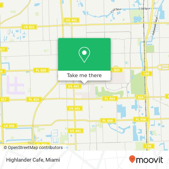 Mapa de Highlander Cafe, 5676 Washington St Hollywood, FL 33023
