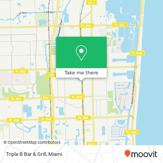 Mapa de Triple B Bar & Grill, 830 S Dixie Hwy Hollywood, FL 33020