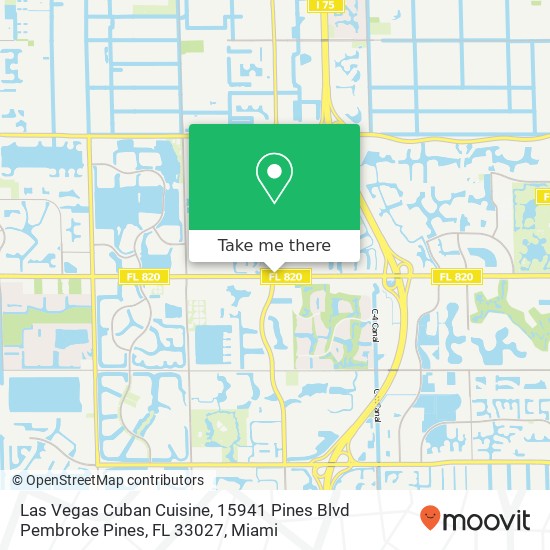 Mapa de Las Vegas Cuban Cuisine, 15941 Pines Blvd Pembroke Pines, FL 33027