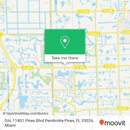 Mapa de Giti, 11401 Pines Blvd Pembroke Pines, FL 33026