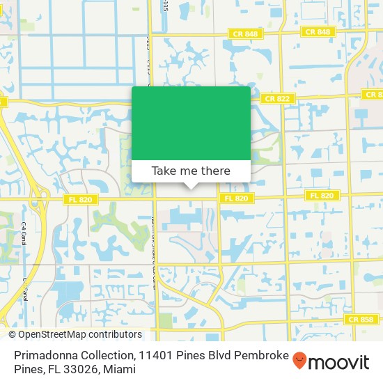 Mapa de Primadonna Collection, 11401 Pines Blvd Pembroke Pines, FL 33026