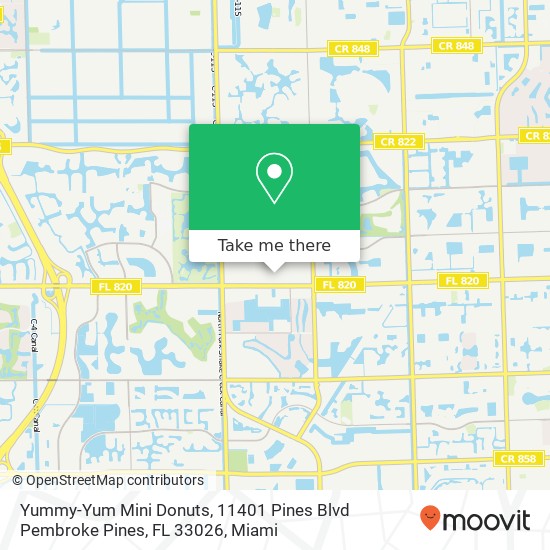 Mapa de Yummy-Yum Mini Donuts, 11401 Pines Blvd Pembroke Pines, FL 33026