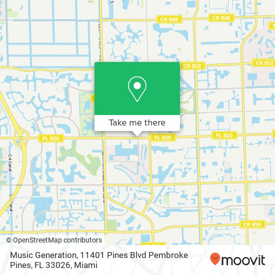 Mapa de Music Generation, 11401 Pines Blvd Pembroke Pines, FL 33026