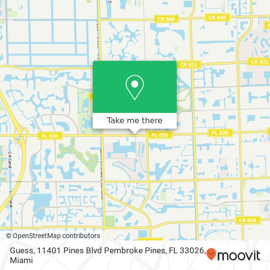 Mapa de Guess, 11401 Pines Blvd Pembroke Pines, FL 33026