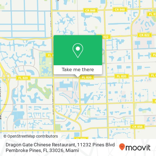 Mapa de Dragon Gate Chinese Restaurant, 11232 Pines Blvd Pembroke Pines, FL 33026