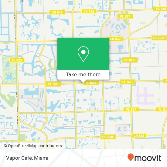Mapa de Vapor Cafe, 9716 Pines Blvd Pembroke Pines, FL 33024