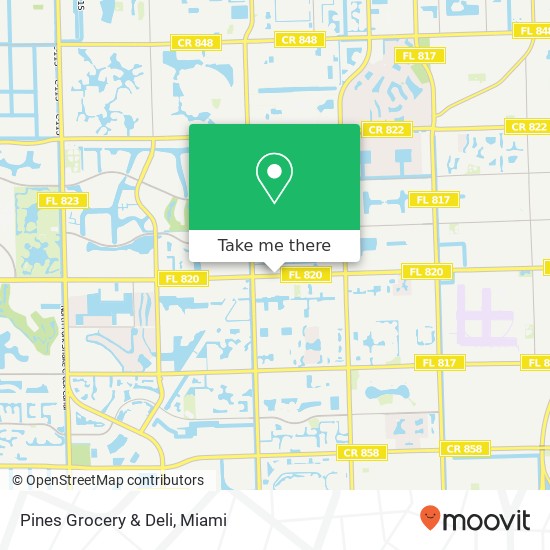 Mapa de Pines Grocery & Deli, 9843 Pines Blvd Hollywood, FL 33024