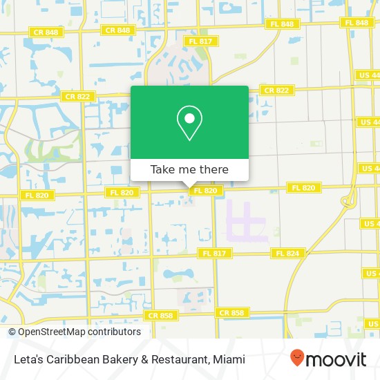 Mapa de Leta's Caribbean Bakery & Restaurant, 8351 Pines Blvd Pembroke Pines, FL 33024