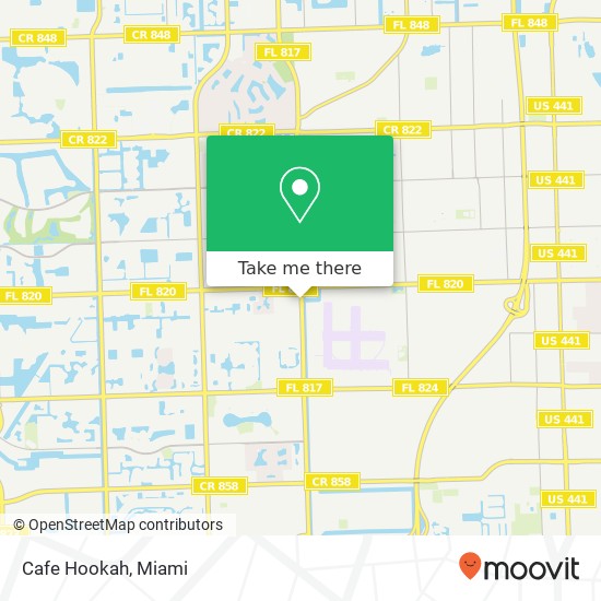 Mapa de Cafe Hookah, 288 S University Dr Hollywood, FL 33025