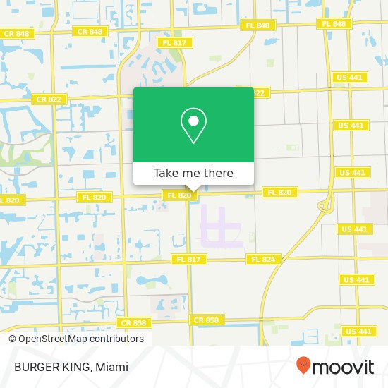 Mapa de BURGER KING, 7871 Pines Blvd Pembroke Pines, FL 33024