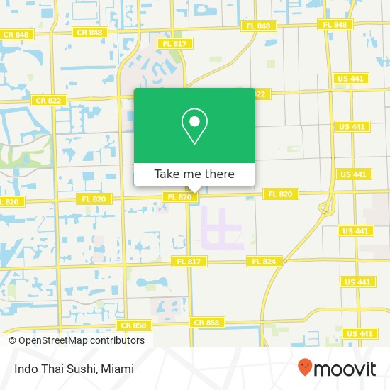 Mapa de Indo Thai Sushi, 7855 Pines Blvd Pembroke Pines, FL 33024