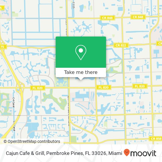 Mapa de Cajun Cafe & Grill, Pembroke Pines, FL 33026