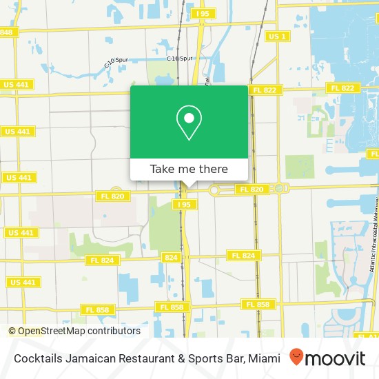 Mapa de Cocktails Jamaican Restaurant & Sports Bar, 2901 Hollywood Blvd Hollywood, FL 33020
