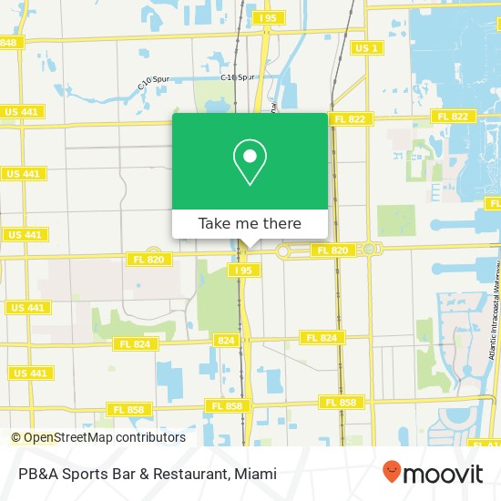 Mapa de PB&A Sports Bar & Restaurant, 2901 Hollywood Blvd Hollywood, FL 33020