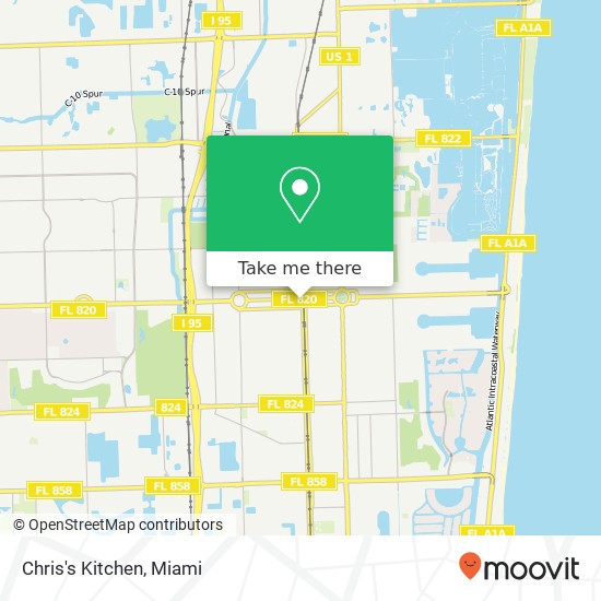 Mapa de Chris's Kitchen, S Dixie Hwy Hollywood, FL 33020