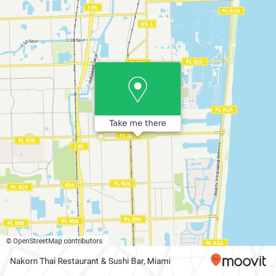Mapa de Nakorn Thai Restaurant & Sushi Bar, 1935 Harrison St Hollywood, FL 33020