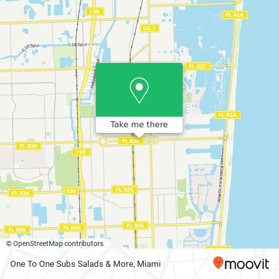 Mapa de One To One Subs Salads & More, 121 N 20th Ave Hollywood, FL 33020