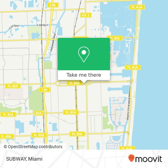 Mapa de SUBWAY, 1830 S Young Cir Hollywood, FL 33020