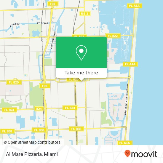 Mapa de Al Mare Pizzeria, 1906 Harrison St Hollywood, FL 33020