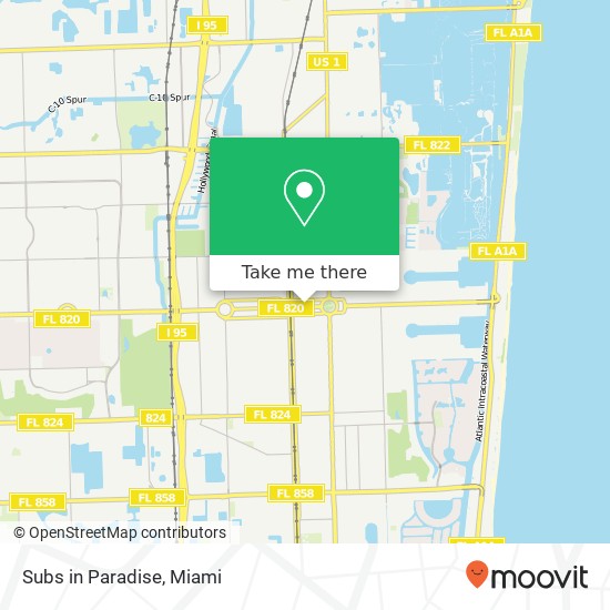 Mapa de Subs in Paradise, 121 N 20th Ave Hollywood, FL 33020