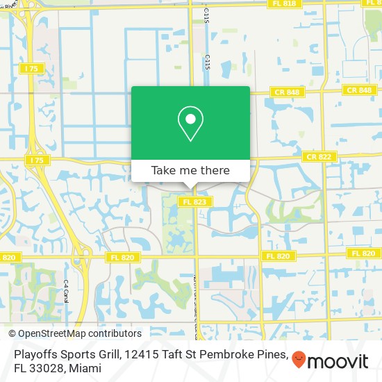 Playoffs Sports Grill, 12415 Taft St Pembroke Pines, FL 33028 map