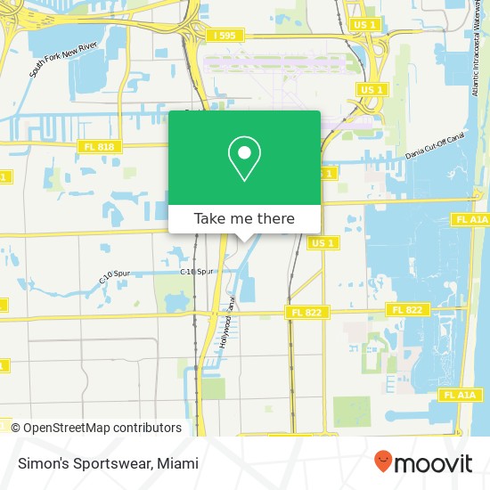 Mapa de Simon's Sportswear, Hollywood, FL 33020