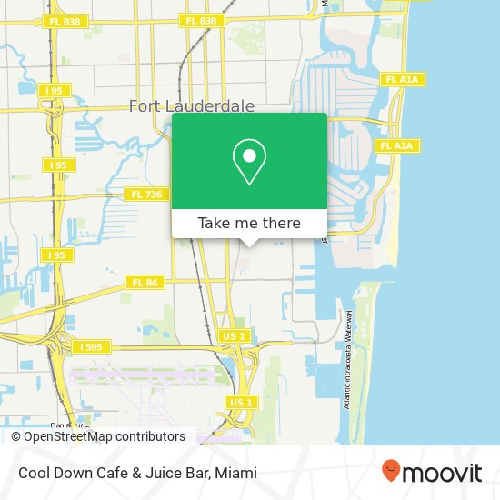 Mapa de Cool Down Cafe & Juice Bar, 1900 SE 10th Ave Fort Lauderdale, FL 33316