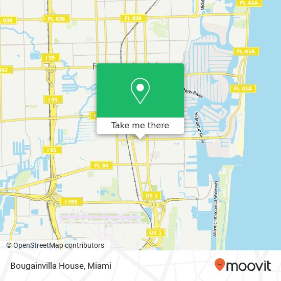 Mapa de Bougainvilla House, 1721 SE 4th Ave Fort Lauderdale, FL 33316